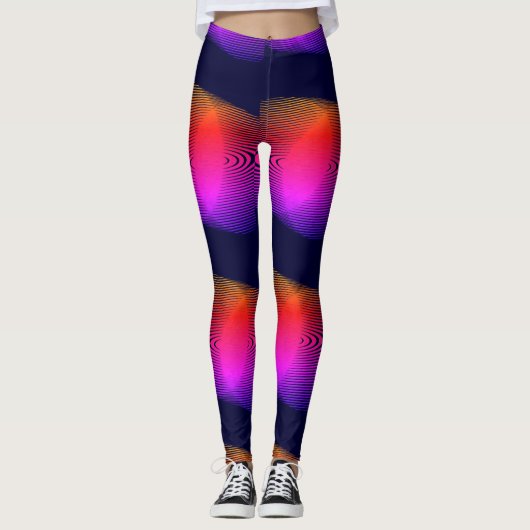 MODERN abstract tekenen in diepblauw-roze-mozaïek Leggings (Voorkant)