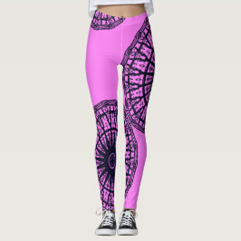 MODERN abstract tekenen in diepe blauw-roze kleur: Leggings