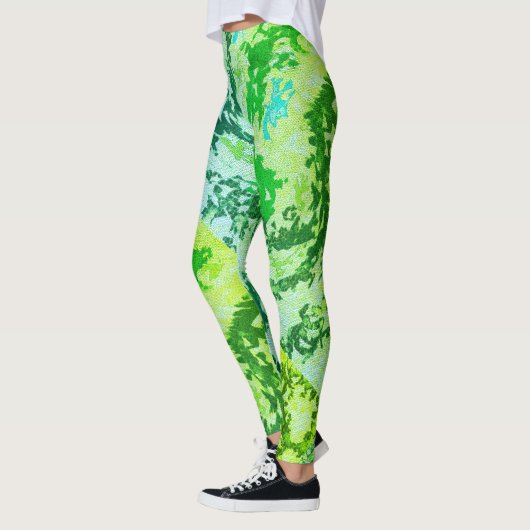 MODERN abstract tekenen in groen-blauw-geel- Leggings (Links)