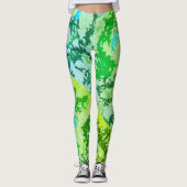 MODERN abstract tekenen in groen-blauw-geel- Leggings (Voorkant)
