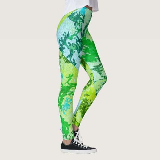 MODERN abstract tekenen in groen-blauw-geel- Leggings (Rechts)