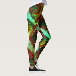 MODERN abstract tekenen in groen-blauw-rood- Leggi Leggings
