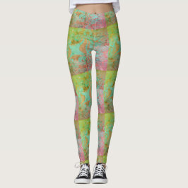 MODERN abstract tekenen in lichtgroen-roze Leggings
