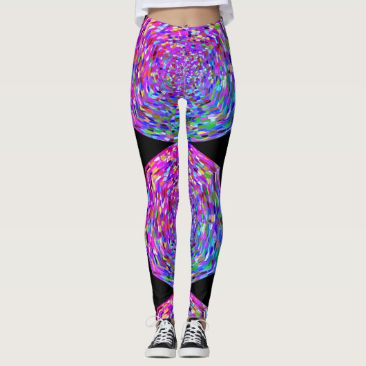 MODERN abstract tekenen in lichtroze-zwart-blauw Leggings (Voorkant)