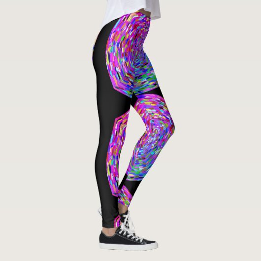 MODERN abstract tekenen in lichtroze-zwart-blauw Leggings (Rechts)
