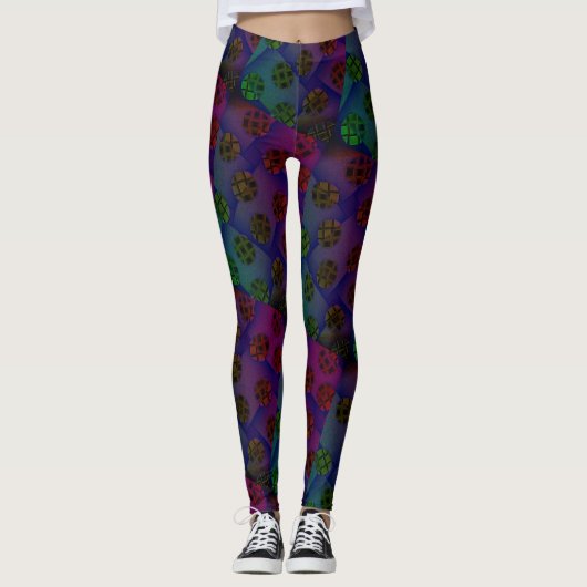 MODERN abstract tekenen in rood-diep blauw-groen Leggings (Voorkant)