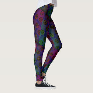 MODERN abstract tekenen in rood-diep blauw-groen Leggings