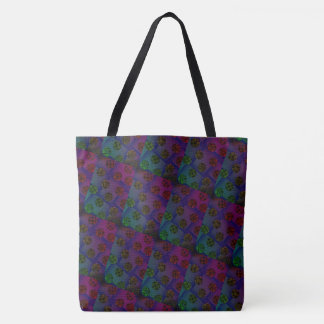 MODERN abstract tekenen in rood-diep blauw-groen Tote Bag