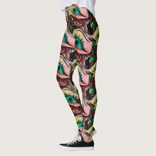 MODERN abstract tekenen in roze-groen-geel-mozaïek Leggings