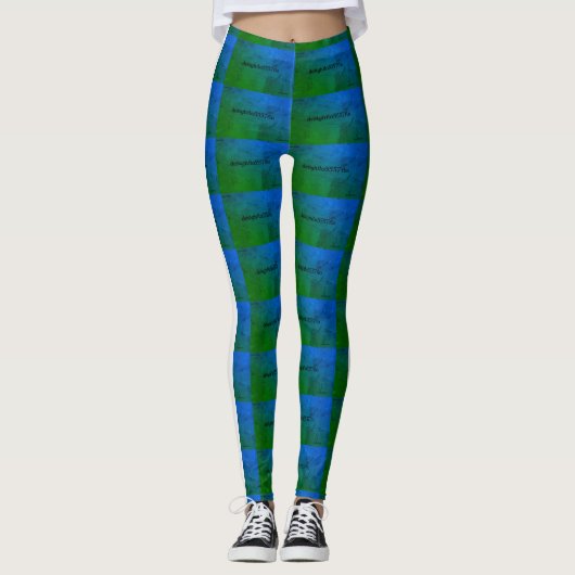 MODERN abstract tekenen in wit lichtgroen blauw Leggings (Voorkant)