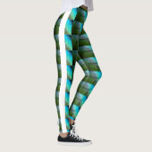 MODERN abstract tekenen in wit lichtgroen tealblue Leggings (Rechts)