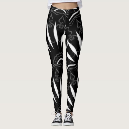 MODERN abstract tekenen in zwart-wit-mozaïek Leggings (Voorkant)