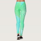 MODERN abstract tekenen van wit-groen-blauw-mozaïe Leggings (Achterkant)