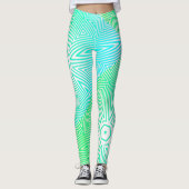 MODERN abstract tekenen van wit-groen-blauw-mozaïe Leggings (Voorkant)