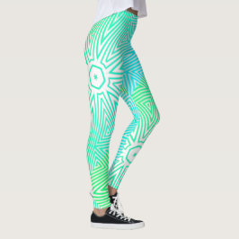 MODERN abstract tekenen van wit-groen-blauw-mozaïe Leggings