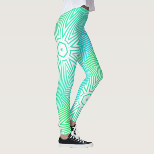 MODERN abstract tekenen van wit-groen-blauw-mozaïe Leggings (Rechts)