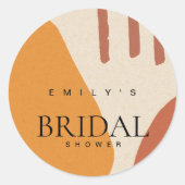 MODERN ABSTRACT TERRACOTTA ARTISTISCH VRIJGEZELLEN RONDE STICKER (Voorkant)