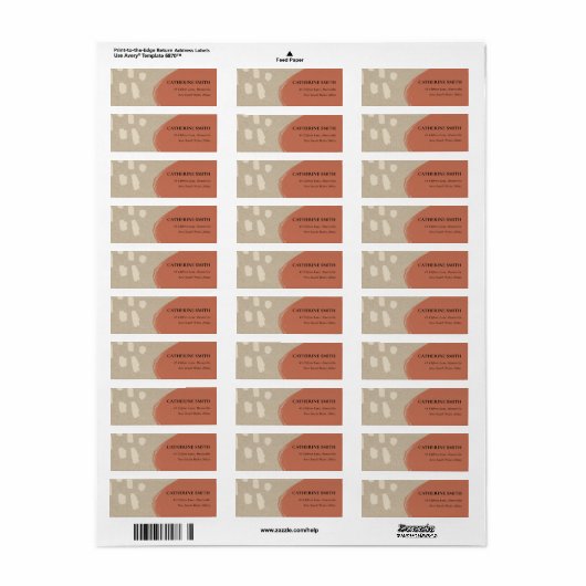 MODERN ABSTRACT TERRACOTTA RED KRAFT ADRES ETIKET (Full Sheet)