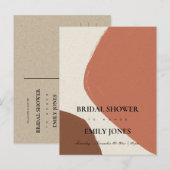 MODERN ABSTRACT TERRACOTTA RED VRIJGEZELLENFEEST UITNODIGING BRIEFKAART (Voorkant / Achterkant)