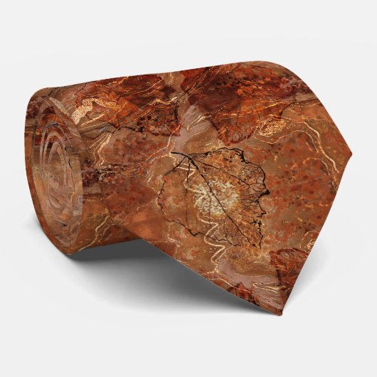 Modern Abstract terracotta rustiek bruin monogram Stropdas (Opgerold)