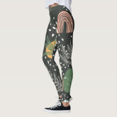 Modern Abstract Terrazzo & Botanical Collage  Leggings (Links)
