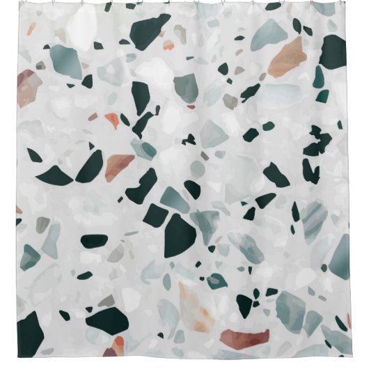 Modern Abstract Terrazzo Patroon Douchegordijn (Voorkant)