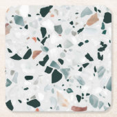 Modern Abstract Terrazzo Patroon Kartonnen Onderzetters (Voorkant)