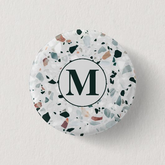 Modern Abstract Terrazzo Patroon Ronde Button 3,2 Cm (Voorkant)