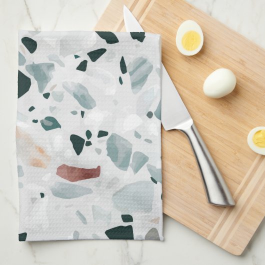 Modern Abstract Terrazzo Patroon Theedoek (Quarter Fold)