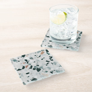 Modern Abstract Terrazzo Pattern Glazen Onderzetter