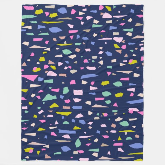 Modern Abstract Terrazzo Pattern in Blue Fleece Deken (Voorkant)