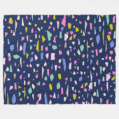 Modern Abstract Terrazzo Pattern in Blue Fleece Deken (Voorkant (Horizontaal))