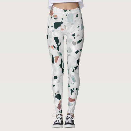 Modern Abstract Terrazzo Pattern Leggings (Voorkant)