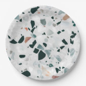Modern Abstract Terrazzo Pattern Papieren Bordje (Voorkant)