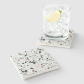 Modern Abstract Terrazzo Pattern Stenen Onderzetter (Zijkant)