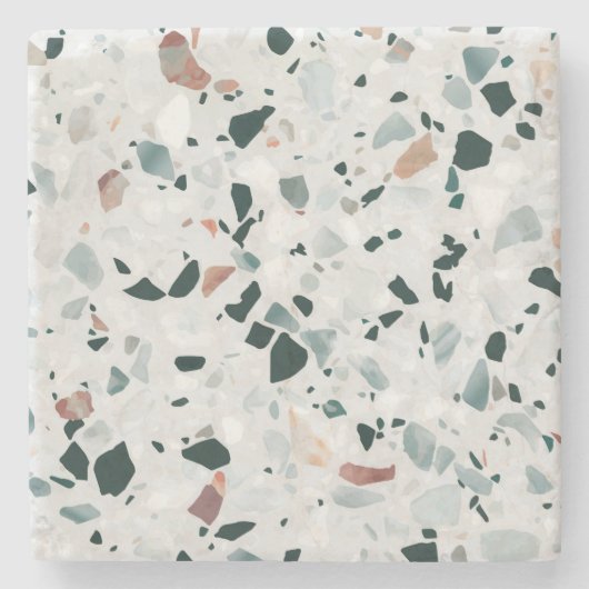 Modern Abstract Terrazzo Pattern Stenen Onderzetter (Voorkant)