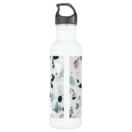 Modern Abstract Terrazzo Pattern Waterfles (Achterkant)