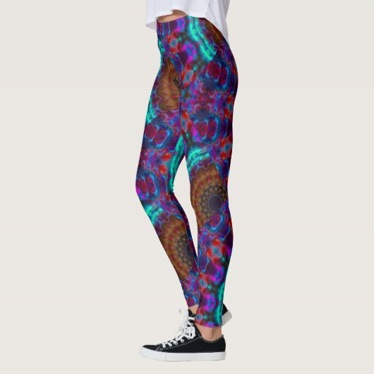 MODERN abstract trekken in blauw-bruin-roze-mozaïe Leggings (Links)