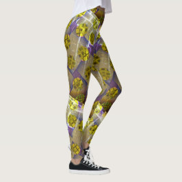 MODERN abstract trekken in-bruin-diep geel-licht Leggings