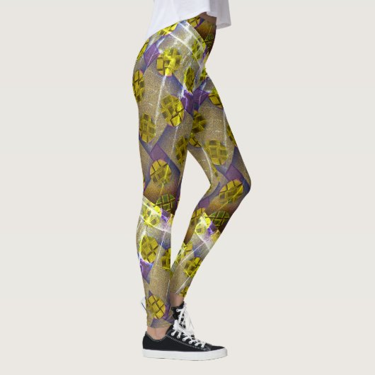 MODERN abstract trekken in-bruin-diep geel-licht Leggings (Rechts)