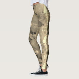 MODERN abstract trekken in lichtbruin-goud-zwart - Leggings