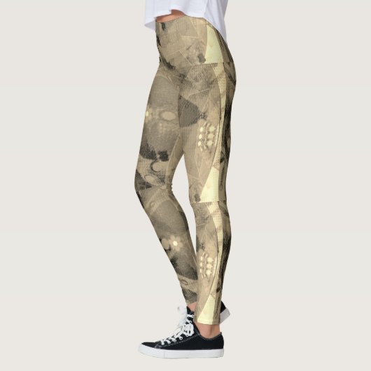 MODERN abstract trekken in lichtbruin-goud-zwart - Leggings (Links)