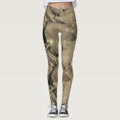 MODERN abstract trekken in lichtbruin-goud-zwart - Leggings (Voorkant)