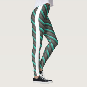 MODERN abstract trekken in wit groen diep grijs Leggings