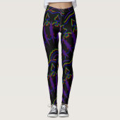 MODERN abstract trekken in zwart-licht-paars-mozaï Leggings (Voorkant)