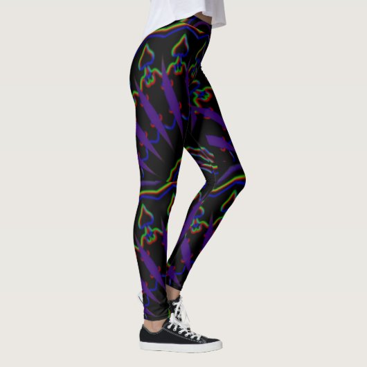 MODERN abstract trekken in zwart-licht-paars-mozaï Leggings (Rechts)