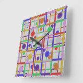 Modern Abstract Trendy Colorful Vierkante Klok (Hoek)