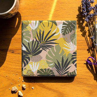 Modern Abstract Tropical Leaves & Polka Dots Stenen Onderzetter