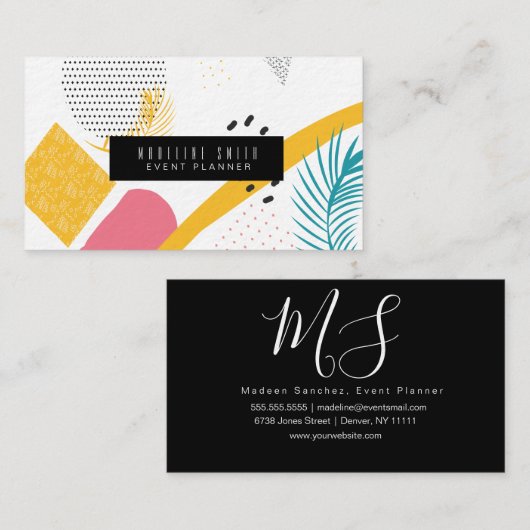 Modern Abstract, tropisch koraal Blauwgroen Visitekaartje (Voorkant / Achterkant)