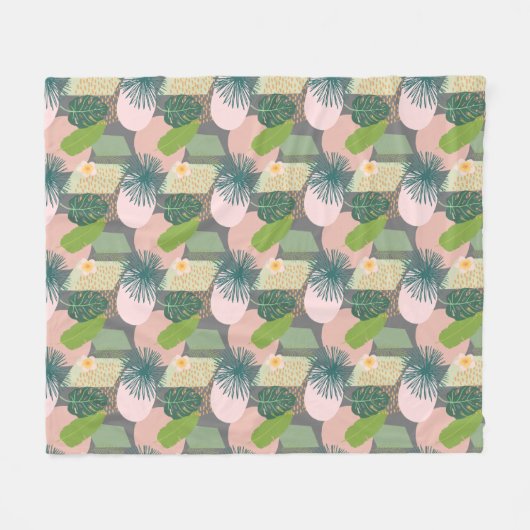 Modern Abstract tropisch patroon Fleece Deken (Voorkant (Horizontaal))
